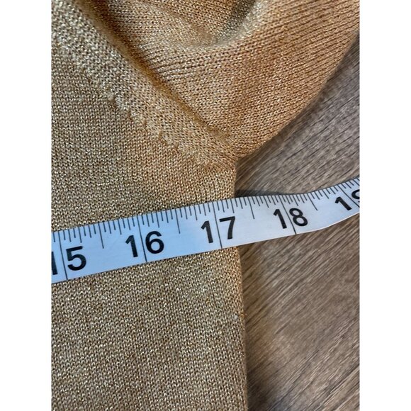 Jeanne Pierre Metallic Gold Mock Neck Long Sleeve Sweater Sz SP - Picture 7 of 9